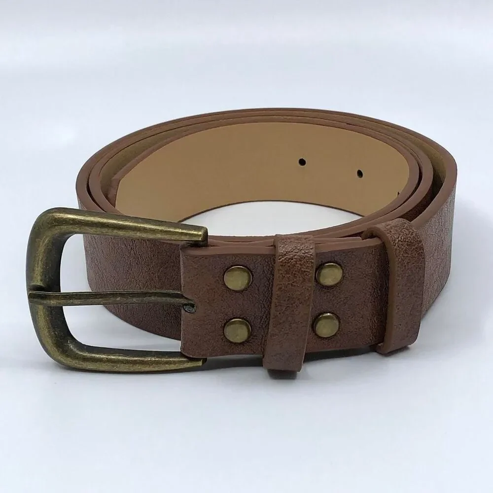 Women’s Brown Belt w/ Antique Brass Buckle, 23.5-34 Inches, X7G9A752